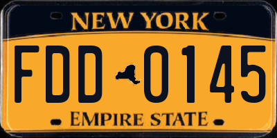 NY license plate FDD0145