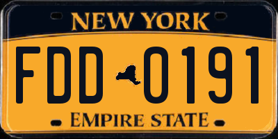 NY license plate FDD0191