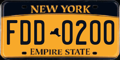 NY license plate FDD0200