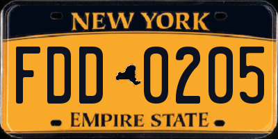 NY license plate FDD0205
