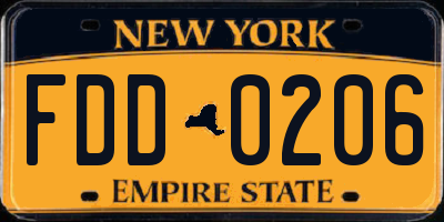 NY license plate FDD0206