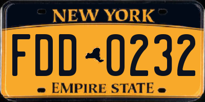NY license plate FDD0232