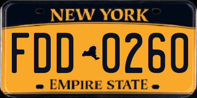NY license plate FDD0260