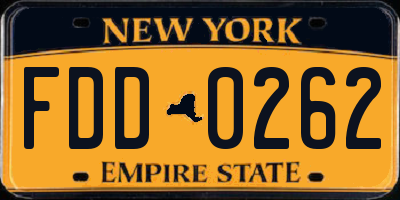 NY license plate FDD0262