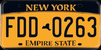 NY license plate FDD0263