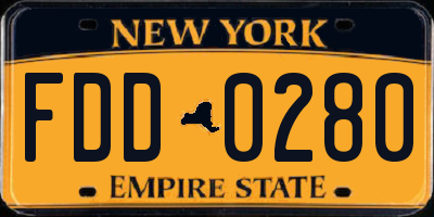 NY license plate FDD0280