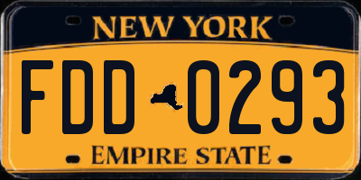 NY license plate FDD0293