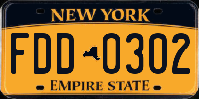 NY license plate FDD0302