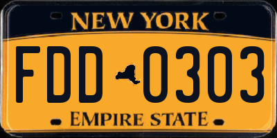 NY license plate FDD0303