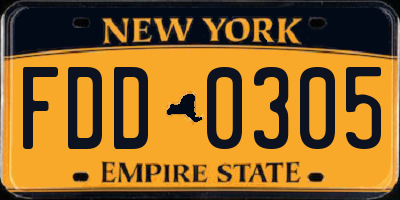 NY license plate FDD0305