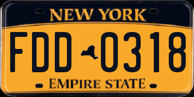 NY license plate FDD0318