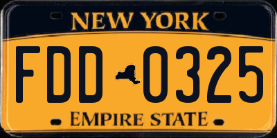 NY license plate FDD0325