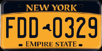 NY license plate FDD0329