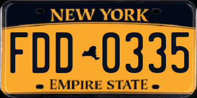 NY license plate FDD0335