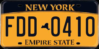 NY license plate FDD0410