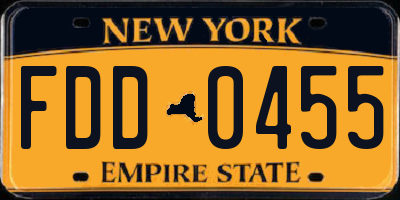 NY license plate FDD0455