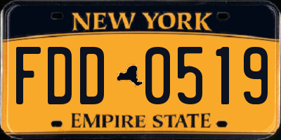 NY license plate FDD0519