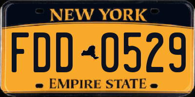 NY license plate FDD0529