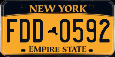 NY license plate FDD0592