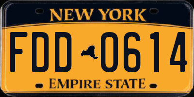 NY license plate FDD0614