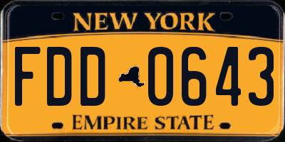 NY license plate FDD0643