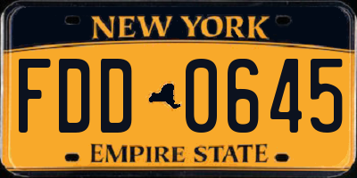 NY license plate FDD0645
