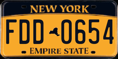 NY license plate FDD0654