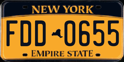 NY license plate FDD0655