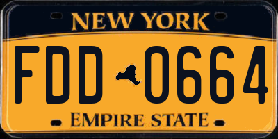 NY license plate FDD0664