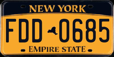 NY license plate FDD0685