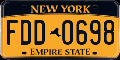 NY license plate FDD0698