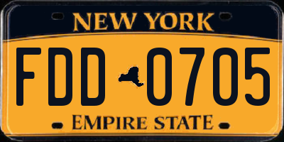 NY license plate FDD0705