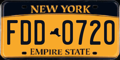 NY license plate FDD0720