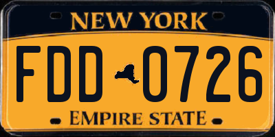 NY license plate FDD0726