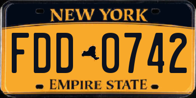 NY license plate FDD0742