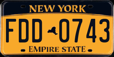 NY license plate FDD0743