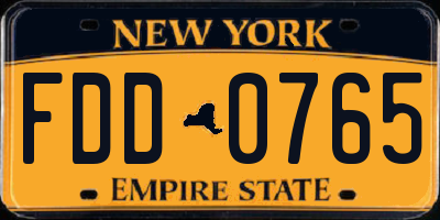 NY license plate FDD0765