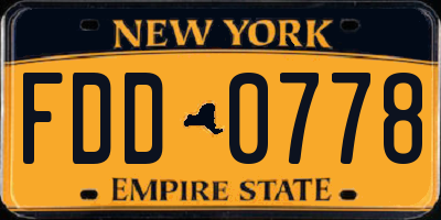 NY license plate FDD0778