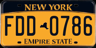 NY license plate FDD0786