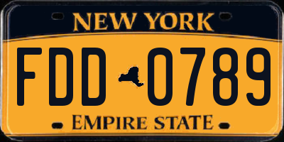 NY license plate FDD0789