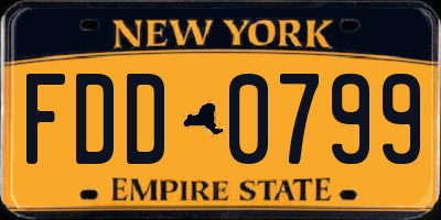 NY license plate FDD0799