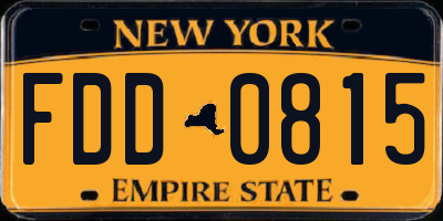 NY license plate FDD0815