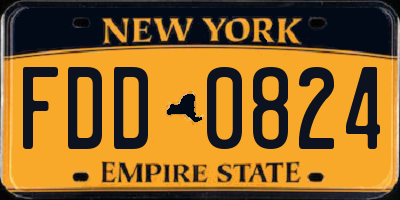 NY license plate FDD0824