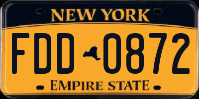 NY license plate FDD0872