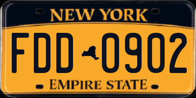 NY license plate FDD0902