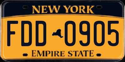 NY license plate FDD0905