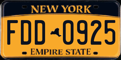 NY license plate FDD0925