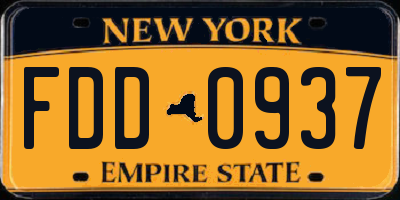 NY license plate FDD0937