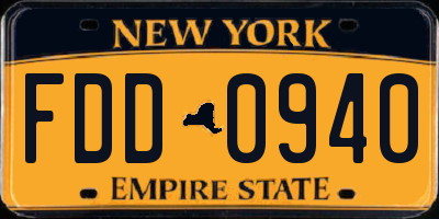 NY license plate FDD0940
