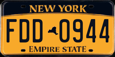 NY license plate FDD0944